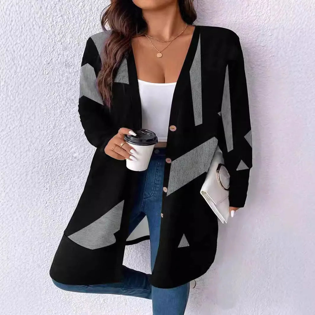 Black plus size knitwear cardigan with button fastening in Japanese Korean casual style