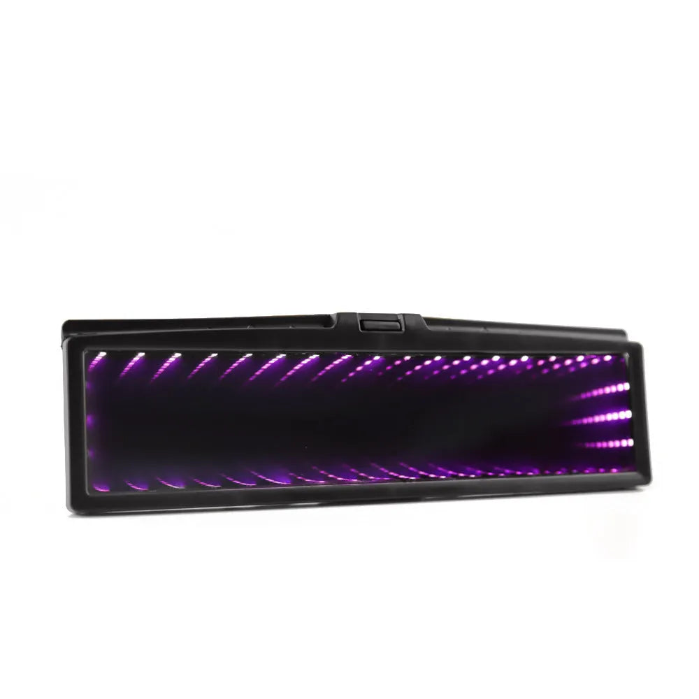 Car rearview mirror replacement with 280mm flat mirror, anti-glare coating, and night lighting in blue, white, red, green or pink colours