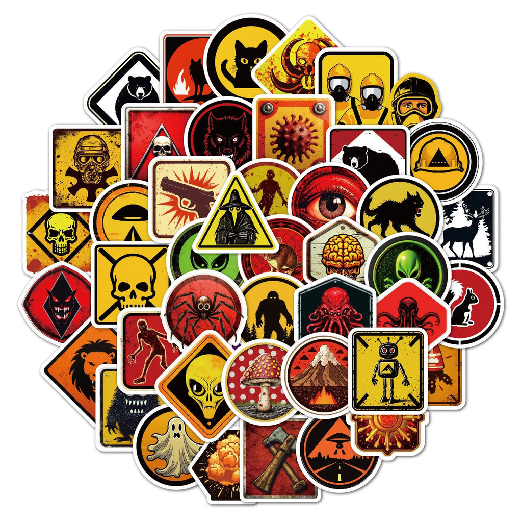 Waterproof warning stickers for motorcycle helmet and skateboard safety with bright film coating