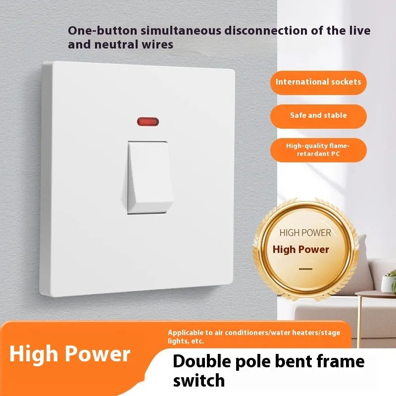 Illuminated electrical switch for water heaters and air conditioners with double-break high current design