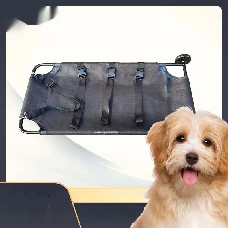 Black foldable aluminium alloy pet stretcher for medium to large dog emergency transport