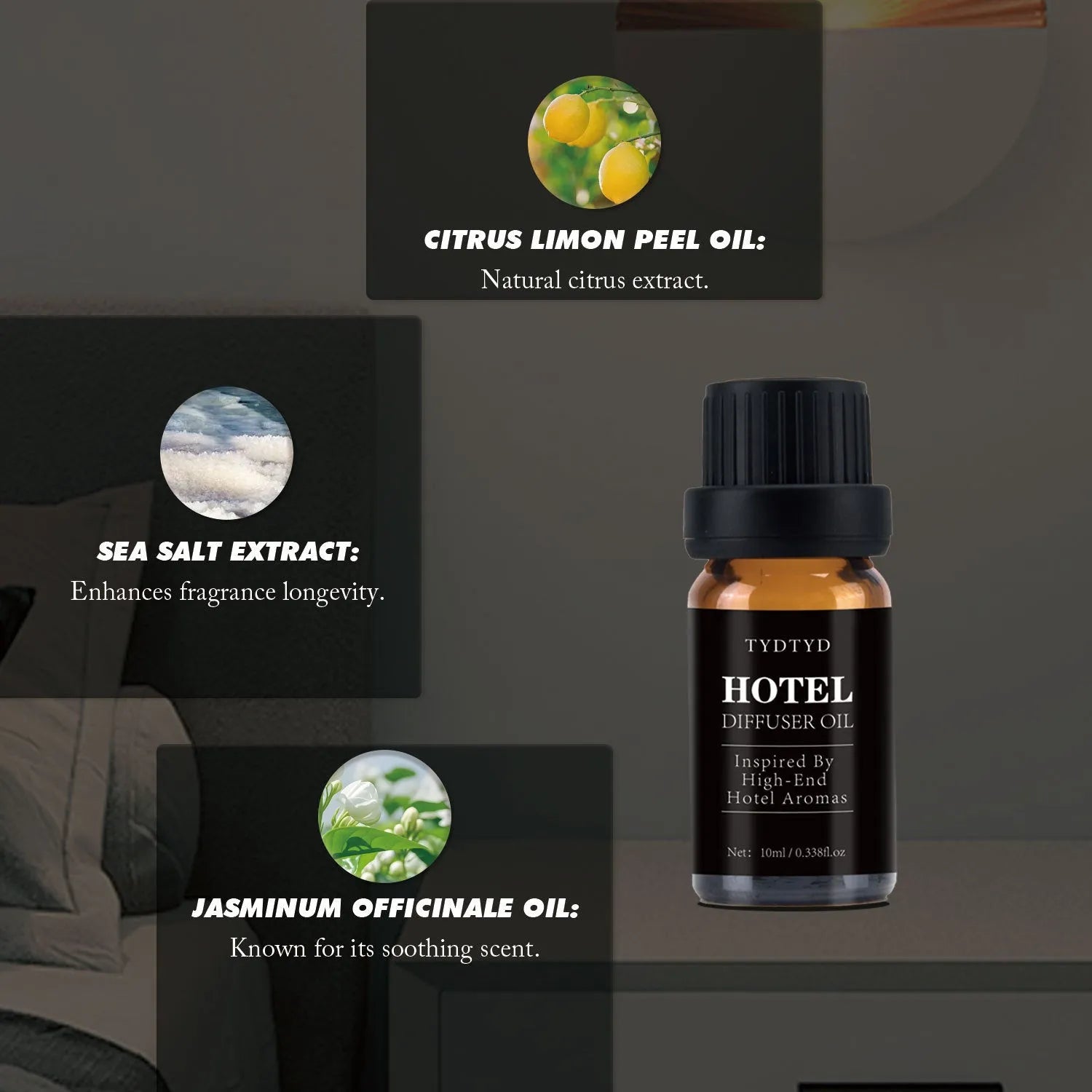 10ml bottle of natural plant fragrance essential oil with universal skin type suitability