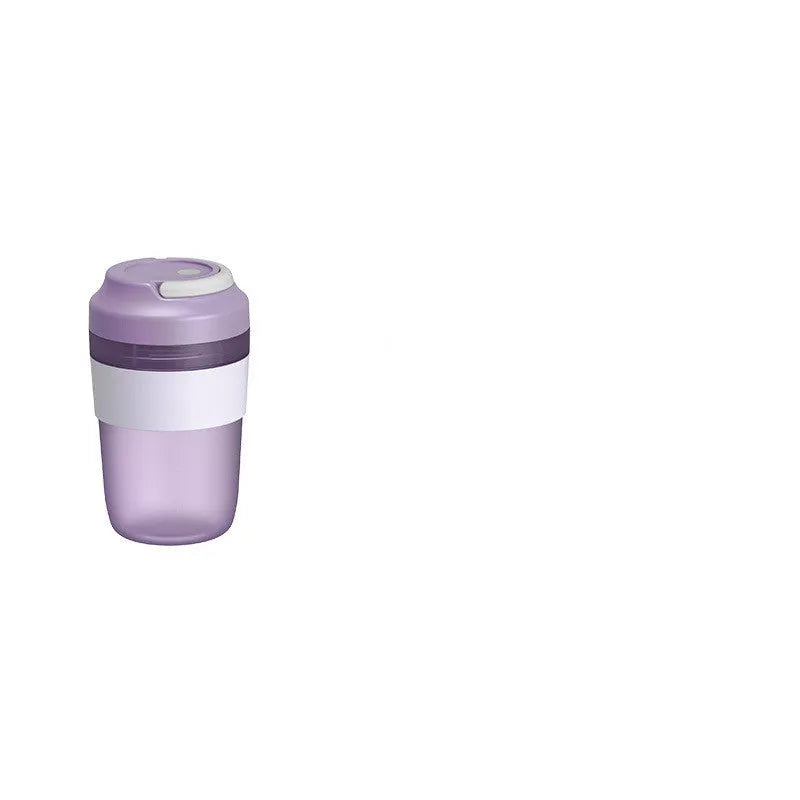 Portable USB rechargeable blender cup in purple, green or orange with 400ml capacity and four stainless steel blades