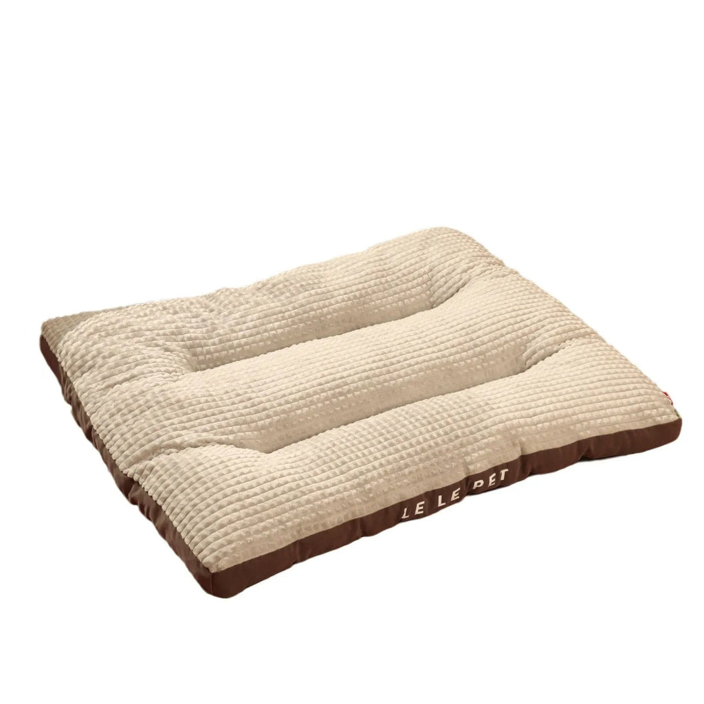 Coffee-colour removable fleece dog bed with cushion shown in medium size