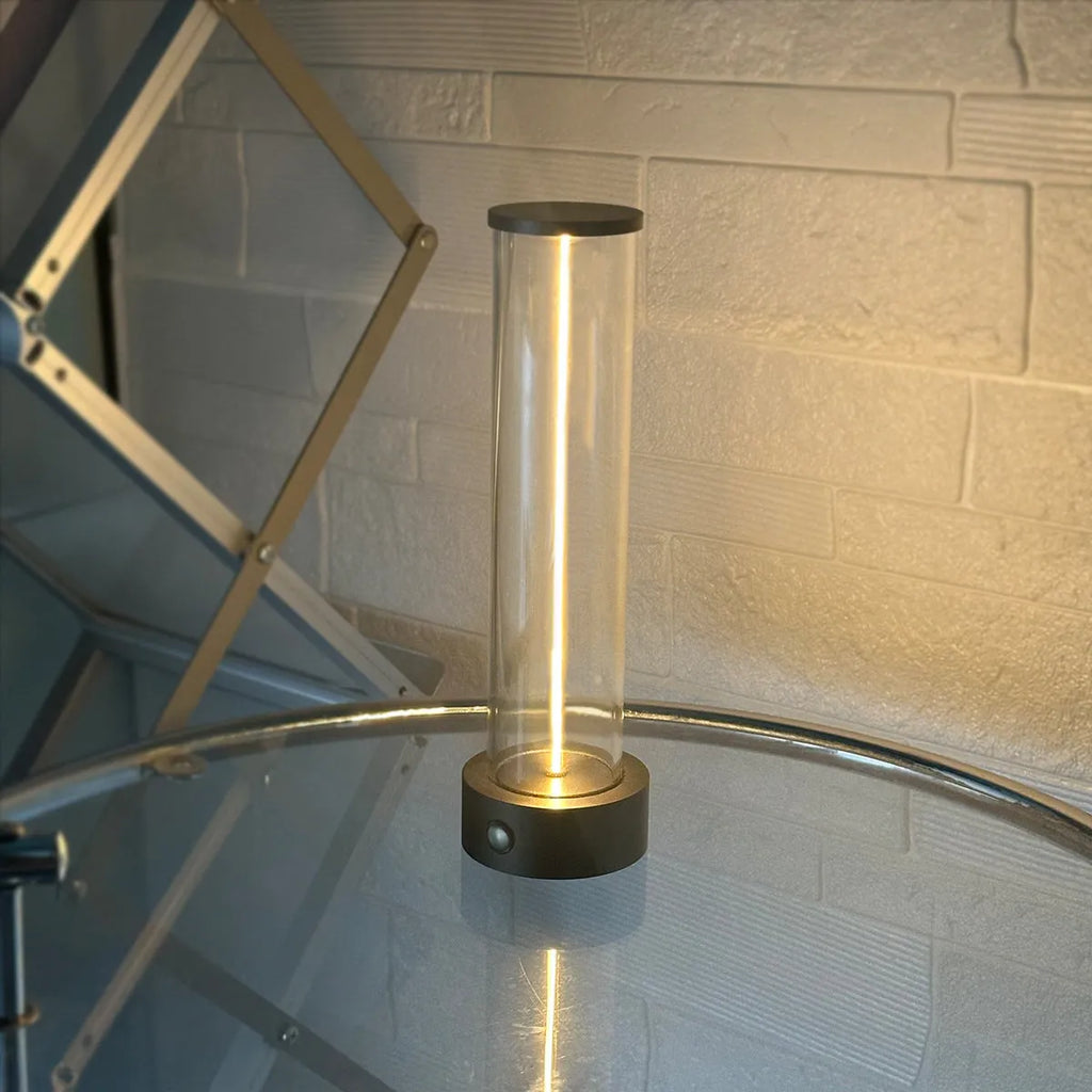 Modern glass LED light strip with magnetic back and USB charging cable