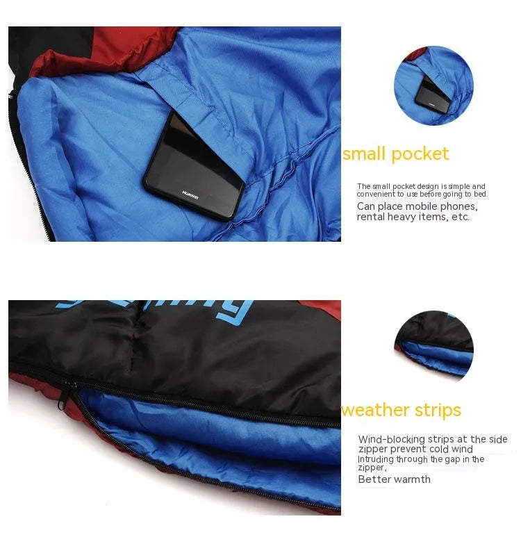 Mummy-style outdoor sleeping bag in army green with compression bag for camping