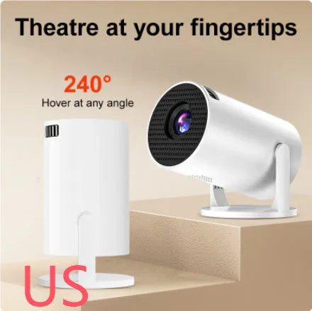 White mini wireless portable HD projector with 1080p resolution for home use