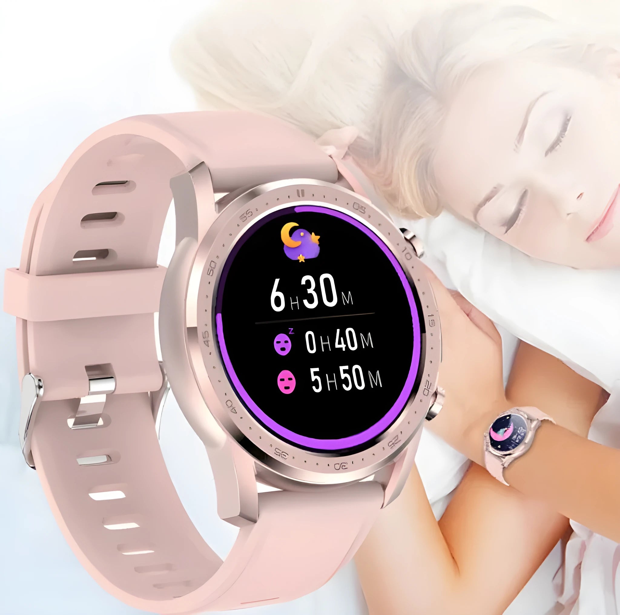 Youth2 black smart bracelet with 1.3-inch screen on a wrist, showing body temperature data.