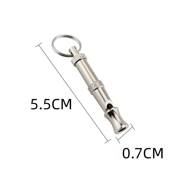 Metallic adjustable ultrasonic dog whistle for bark control and training with brass electroplated nickel construction