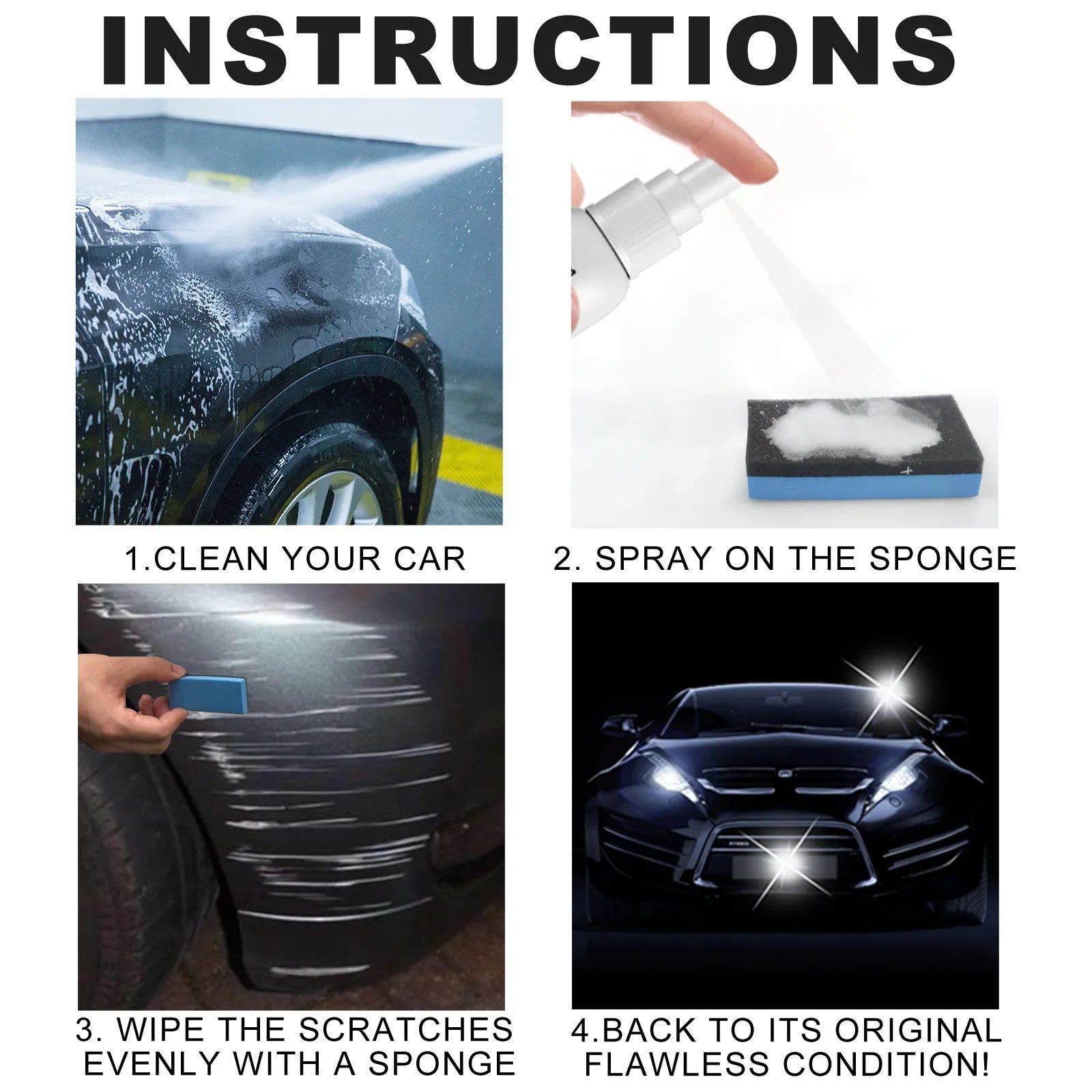 Car scratch repair spray bottle for paint surface scratch removal in 30ml, 50ml or 100ml capacities