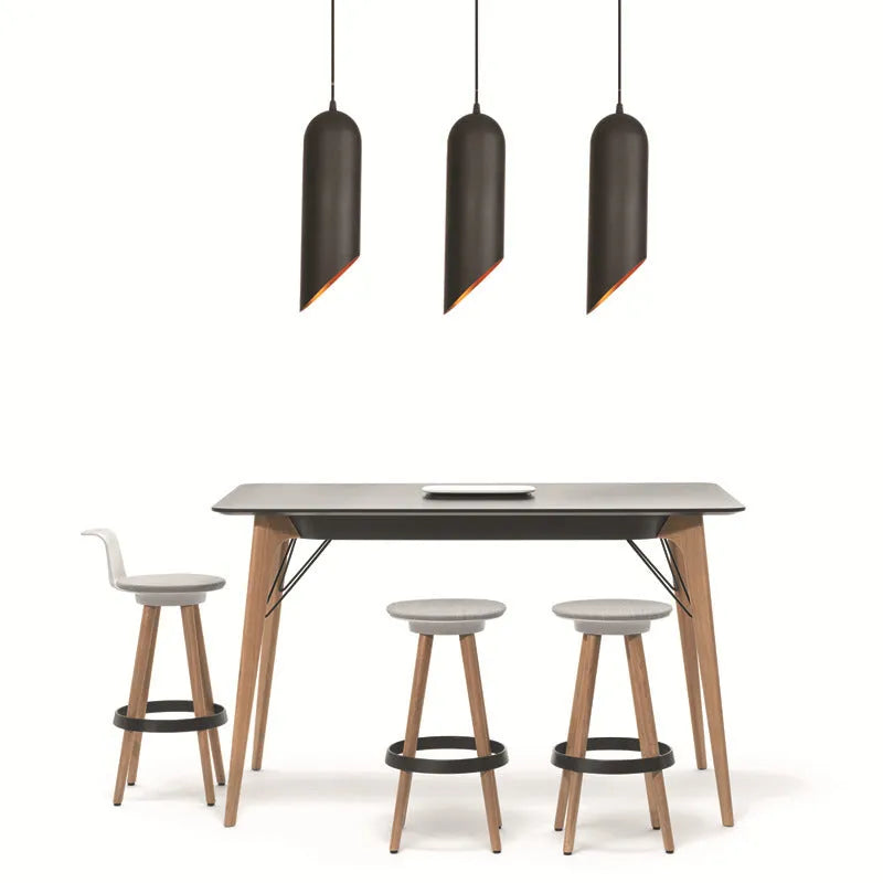Creative retro iron art chandelier in D8053 matte black finish, available in long and short versions