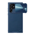 Samsung Galaxy S22 Ultra black protective case with sliding lens cover in TPU and PC material