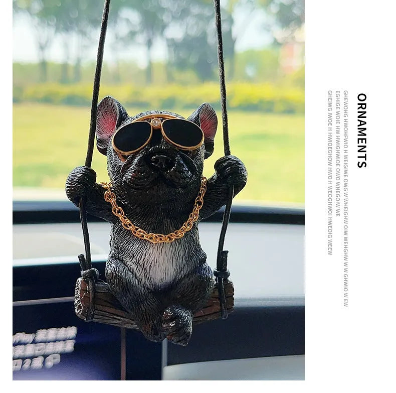 Resin cartoon Bulldog car hanging ornament for rearview mirror in various colours