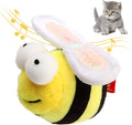 Yellow flannelette bee-shaped electronic cat toy with motion-activated chirping sound