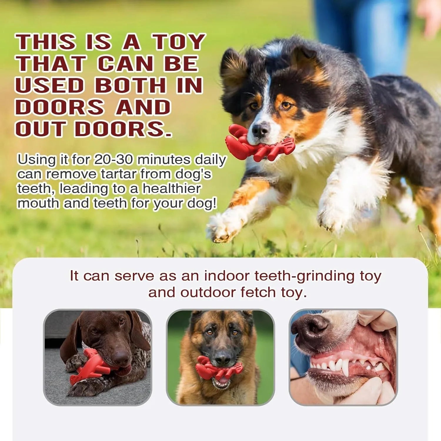 Red large hard-wearing dog chew toy for aggressive chewers and big dogs on a white background.