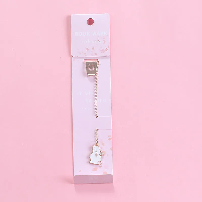 Creative cartoon metal alloy bookmark with decorative pendant design