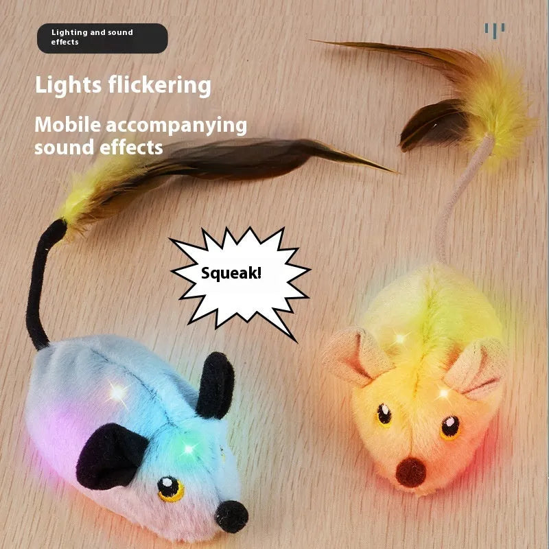 Electronic plush cat toy mouse with remote control for realistic feline play