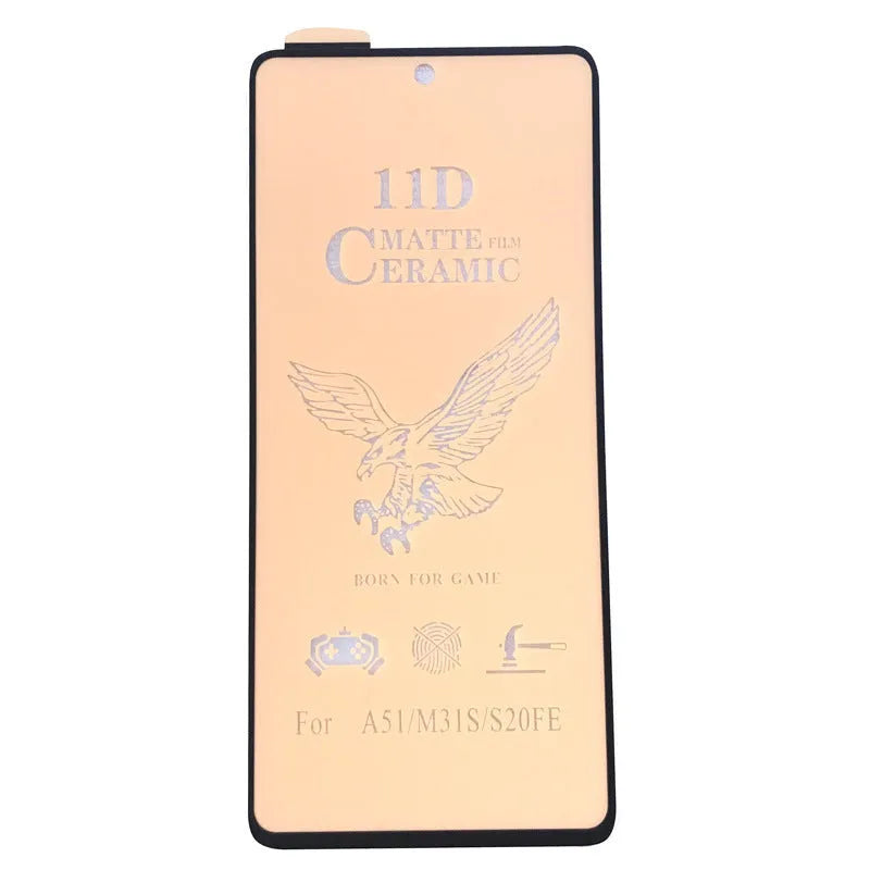Toughened glass screen protector for Samsung Galaxy phone with anti-peep privacy feature.