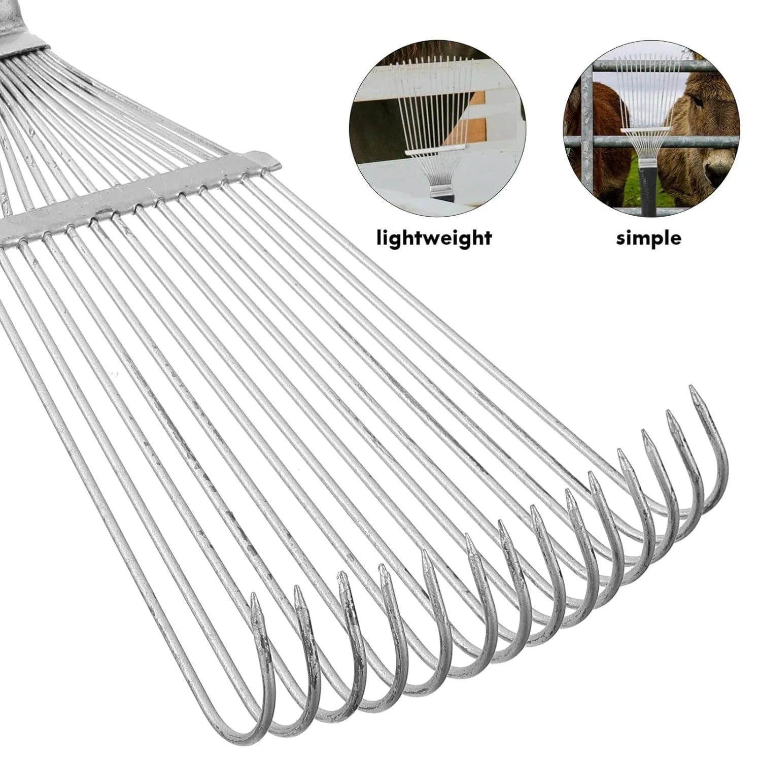 Black stainless steel grooming rake comb for horses and dogs measuring 33cm