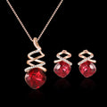 Women's alloy bridal jewellery set with water wave chain necklace and matching earrings.