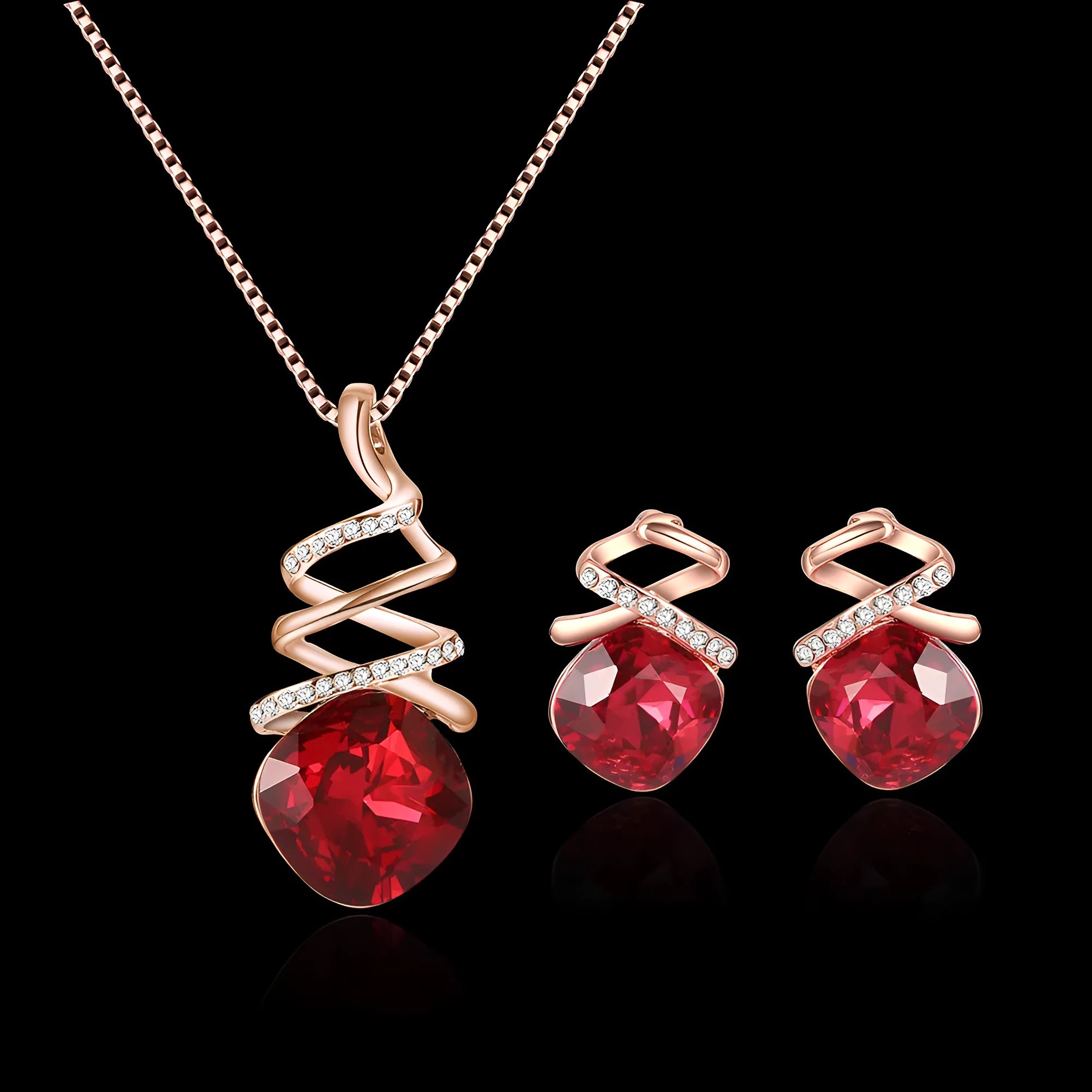 Women's alloy bridal jewellery set with water wave chain necklace and matching earrings.