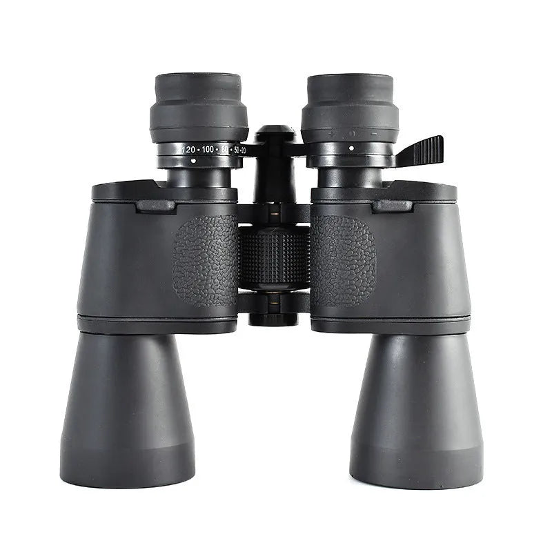 Outdoor telescope binoculars with continuous zoom in double barrel construction for high power observation