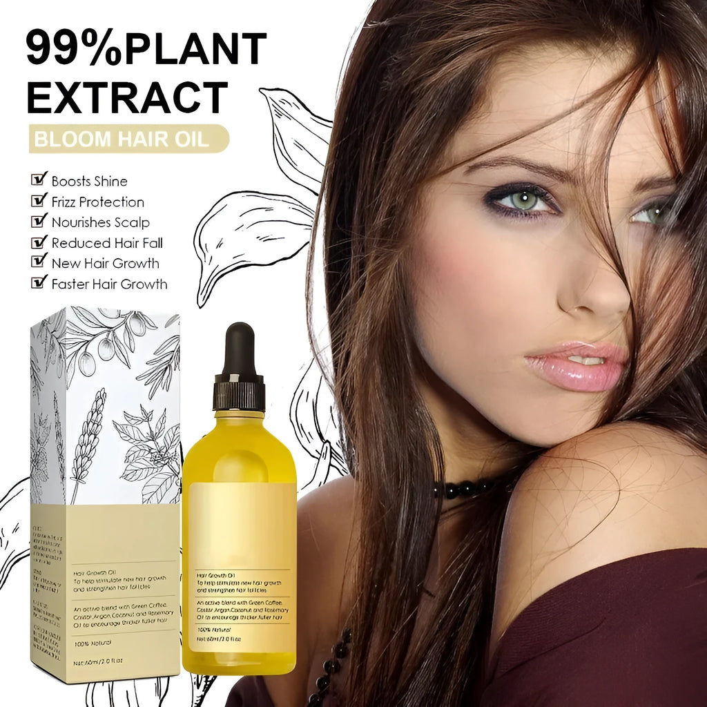 60ml bottle of yellow rosemary hair oil for damaged hair and scalp relief