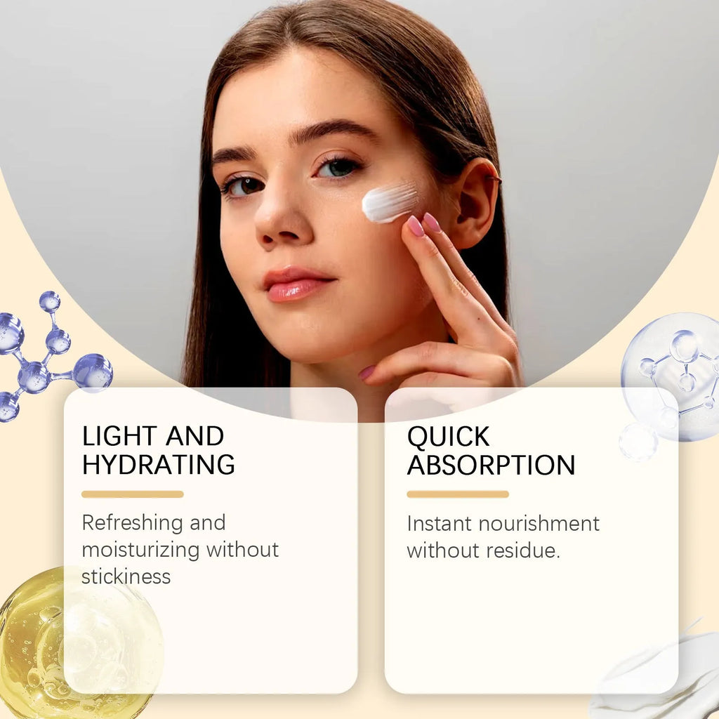 50g facial moisturising cream jar with hyaluronic acid and rice extract formulation