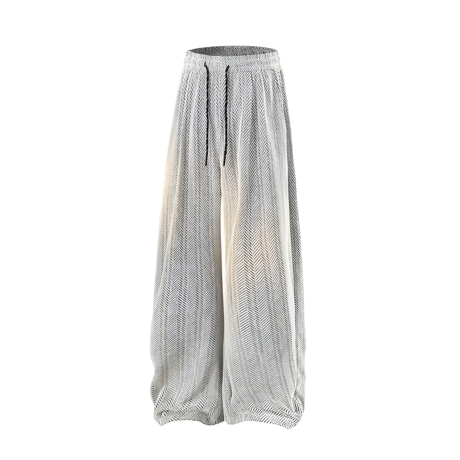Plus-size women's fleece-lined hollow-out trousers in straight-leg cut with elastic waistband