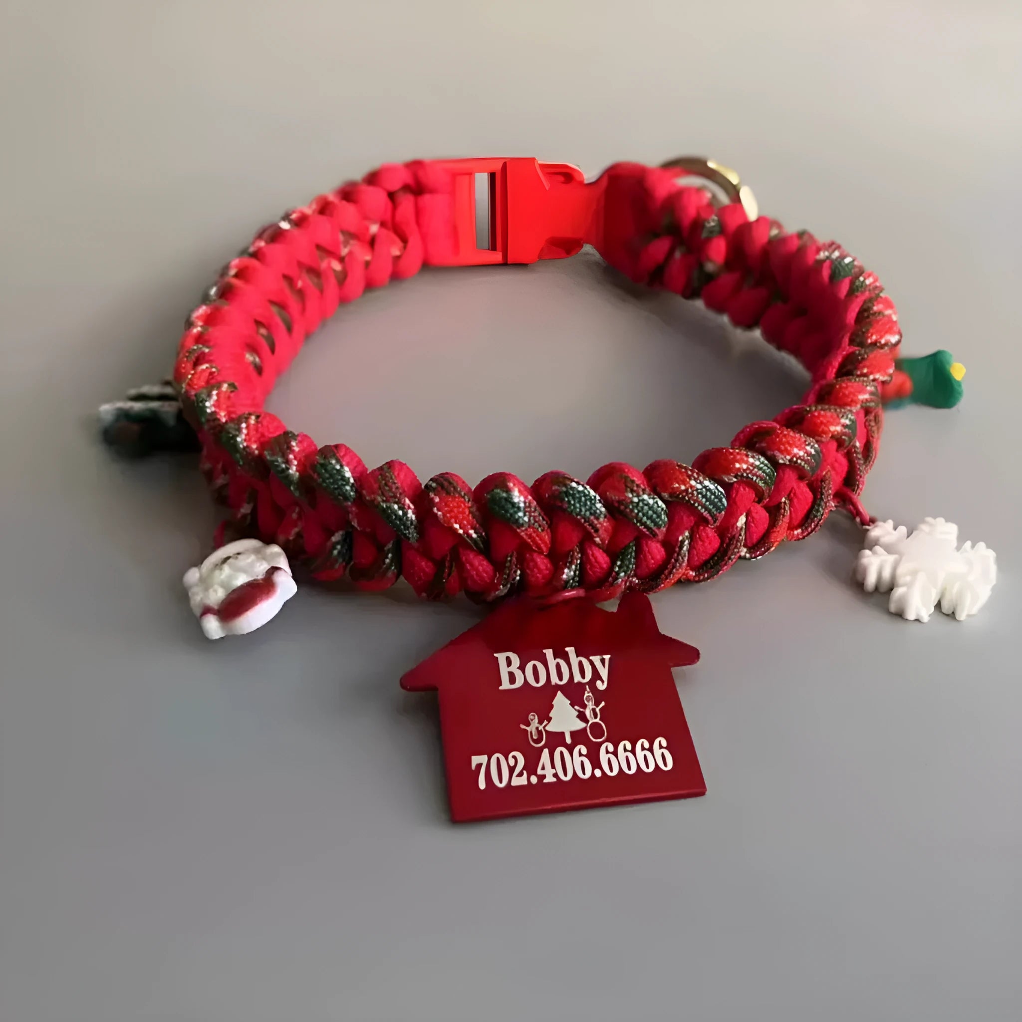 Green rope dog leash with P chain design and release buckle for medium to large dogs