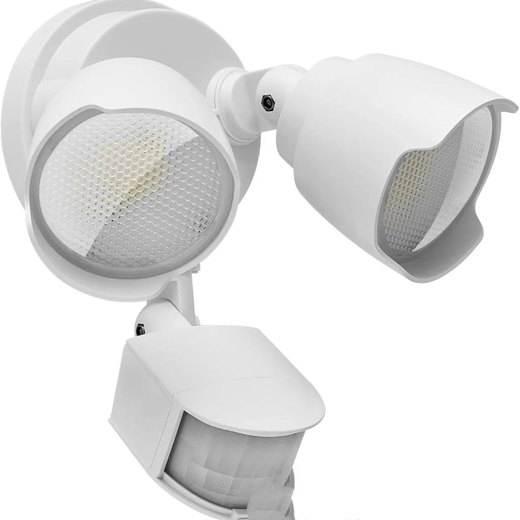 White LED human body induction security flood light with infrared sensor for courtyard and garage installation