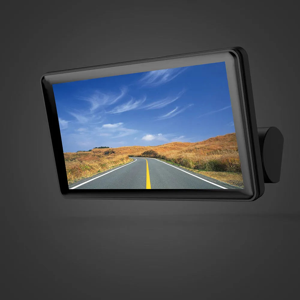 Black three lens dashcam with 4 inch front and rear screen for vehicle monitoring