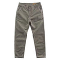 Man wearing slim fit straight-leg casual trousers in a grey washed fabric, showing business gentleman style.