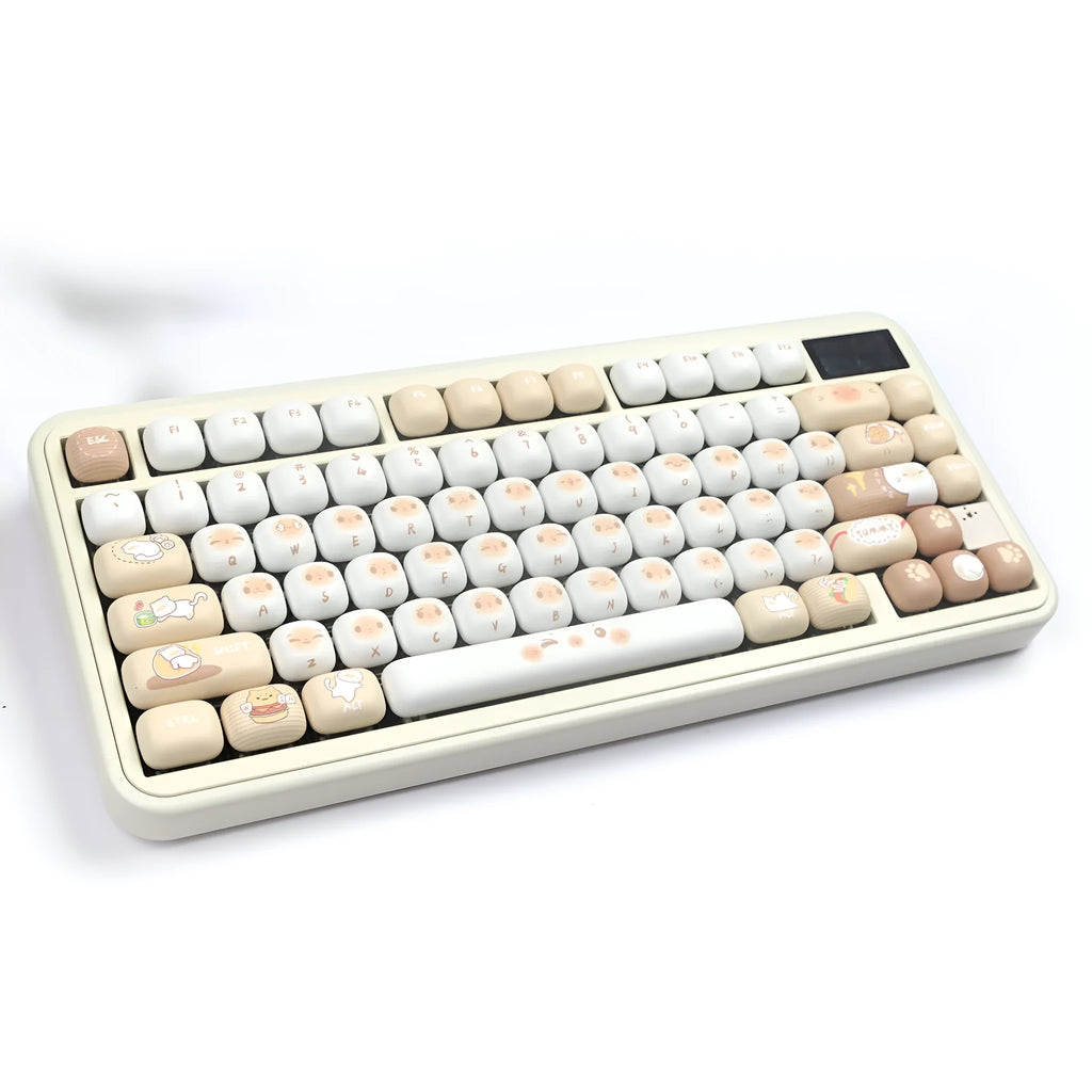 Cat themed mechanical keyboard keycap set with PBT construction and extraction puller