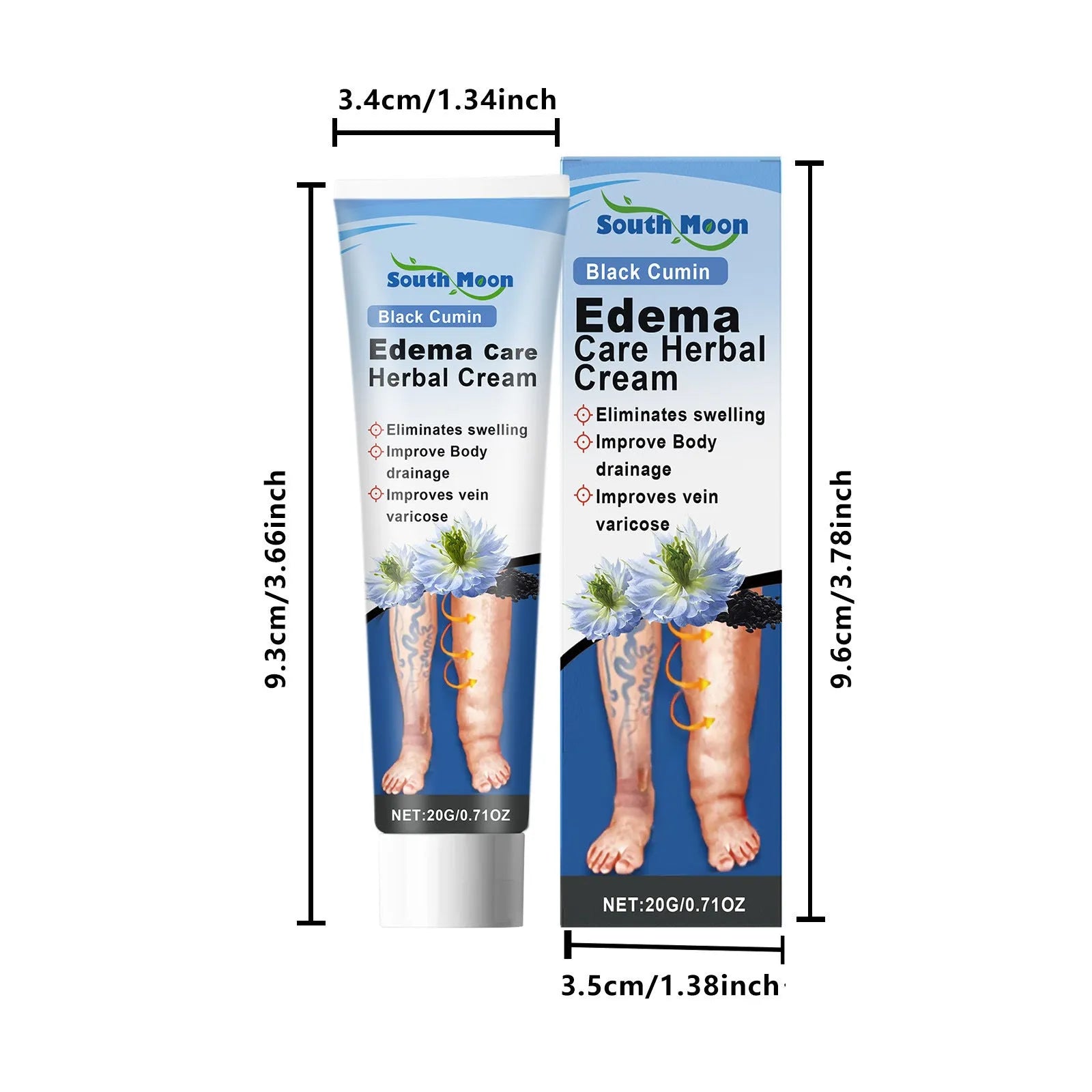 20g tube of Herbal Gentle Sopping Leg Care Cream on a white background.