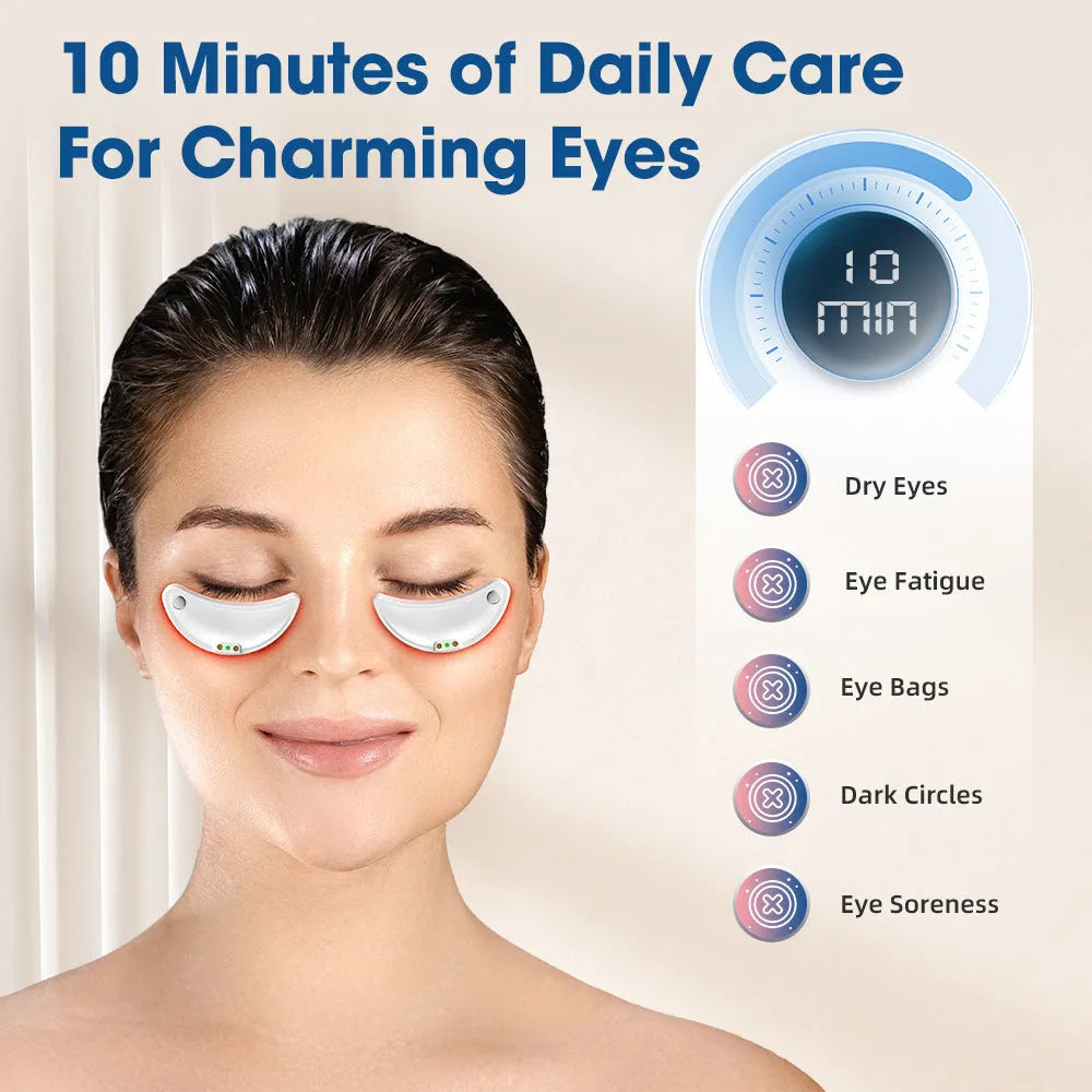 White wireless red light and EMS eye and facial beauty massager device
