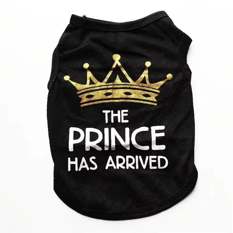 Cotton dog vest for puppies in various colours including black, blue, pink, and grey
