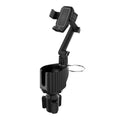 Green car drink rack holding mobile phone and cup with kettle support