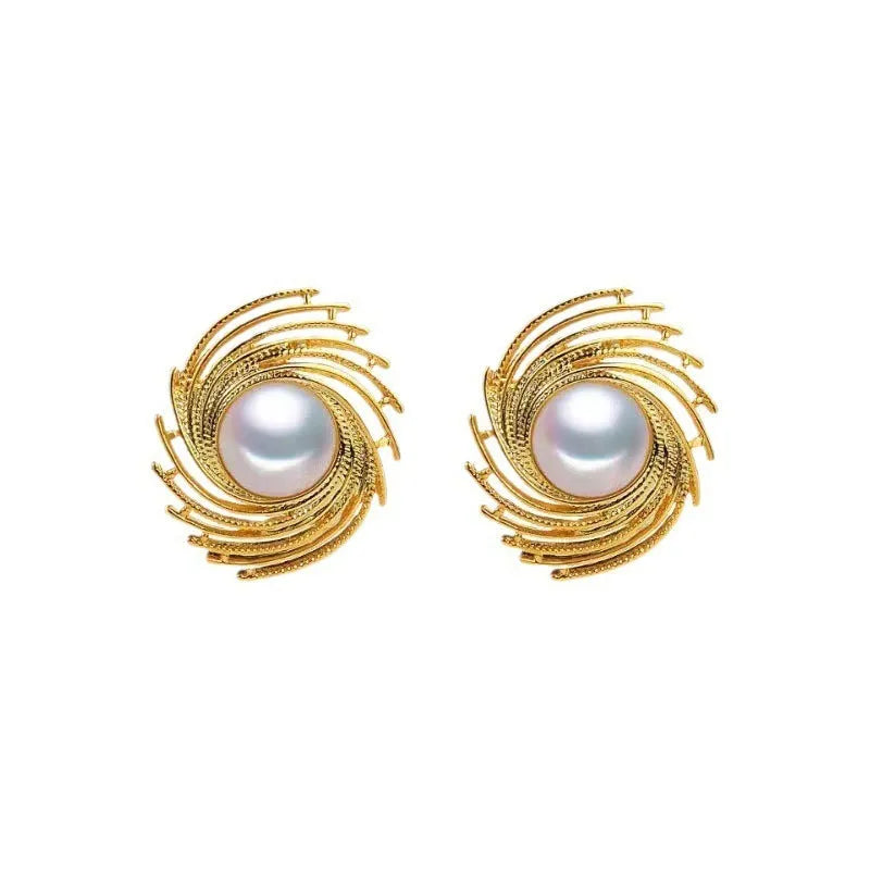 Women's vintage floral earrings with pearl accents and electroplated alloy construction