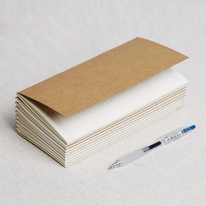 Standard size travel diary refill inner core with dots and blank ruled page options.