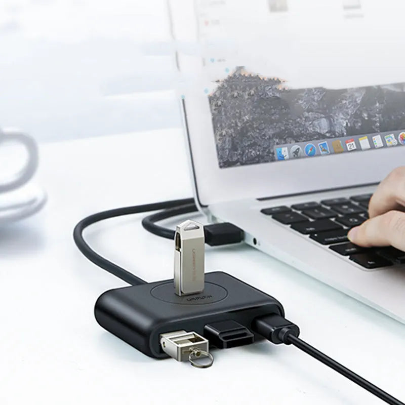 Black USB 3.0 extender adapter set with USB extension hub showing multiple cable length options