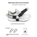 Ankle strength strap booties with suspender buckles and foot lanyard in black, grey, or pink colours