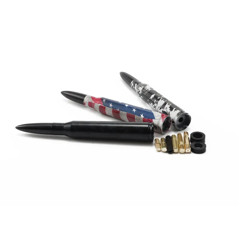 14cm camouflage pattern and American flag bullet car antenna for universal vehicle fit