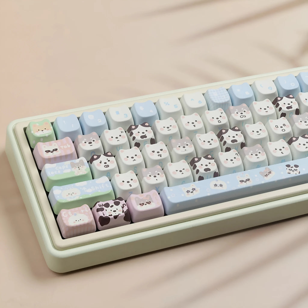 Full set of colourful puppy character design PBT keycaps for mechanical keyboards