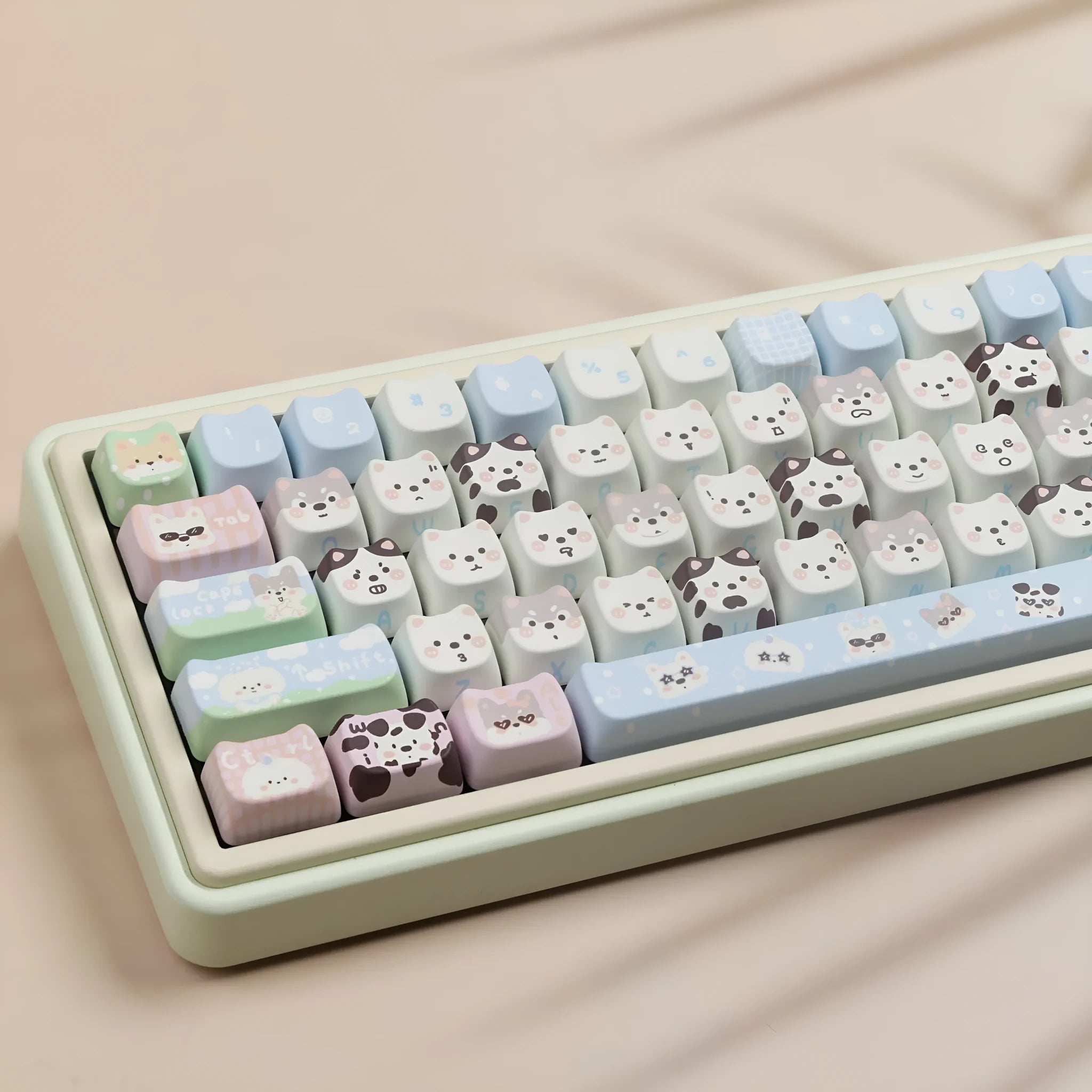 Full set of colourful puppy character design PBT keycaps for mechanical keyboards