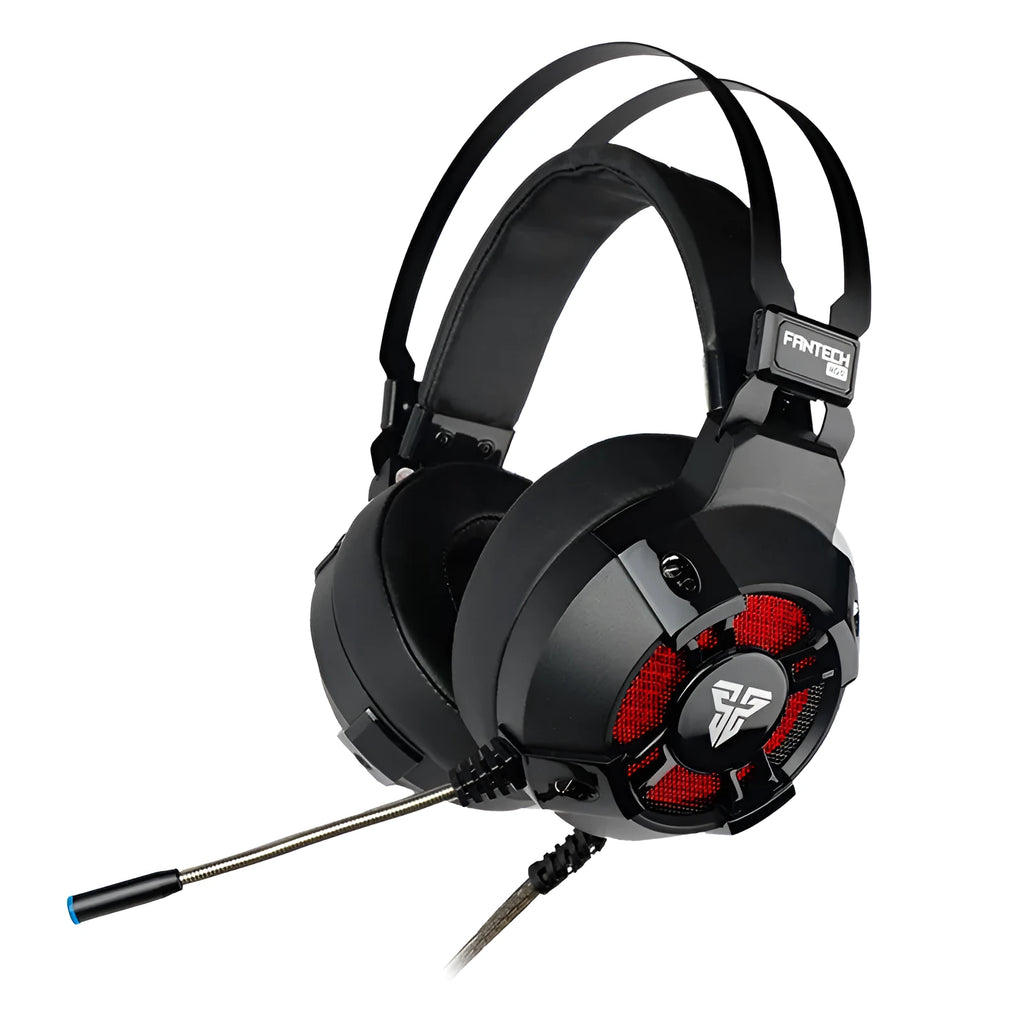 Black FANTECH HG11 USB gaming headset with RGB lights on earcups and a cable-mounted control.