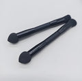 Double-headed miter sponge concealer brush with wooden handle in elegant black