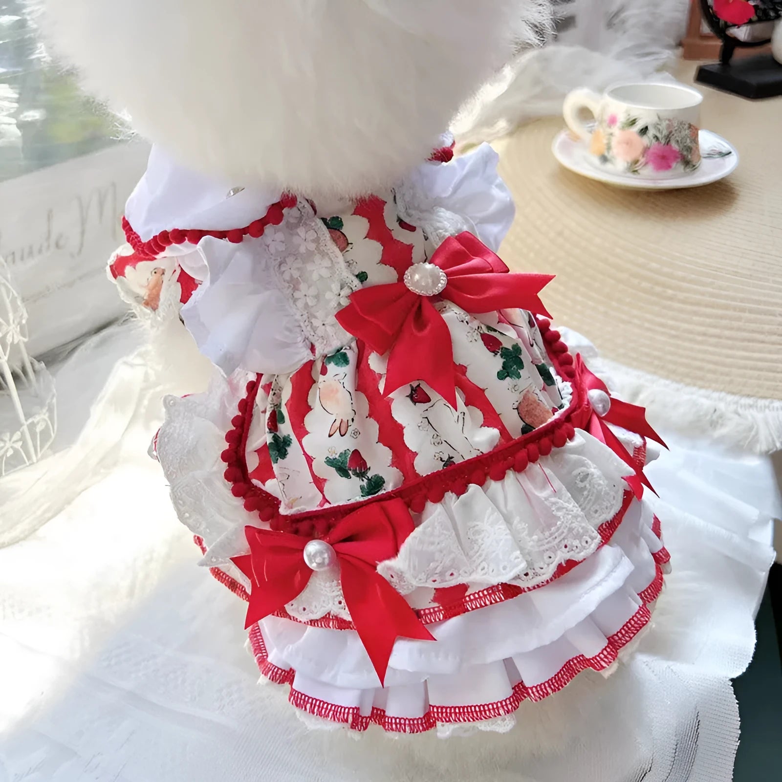 Rabbit skirt style princess pet dog dress clothing for small dogs with polyester material