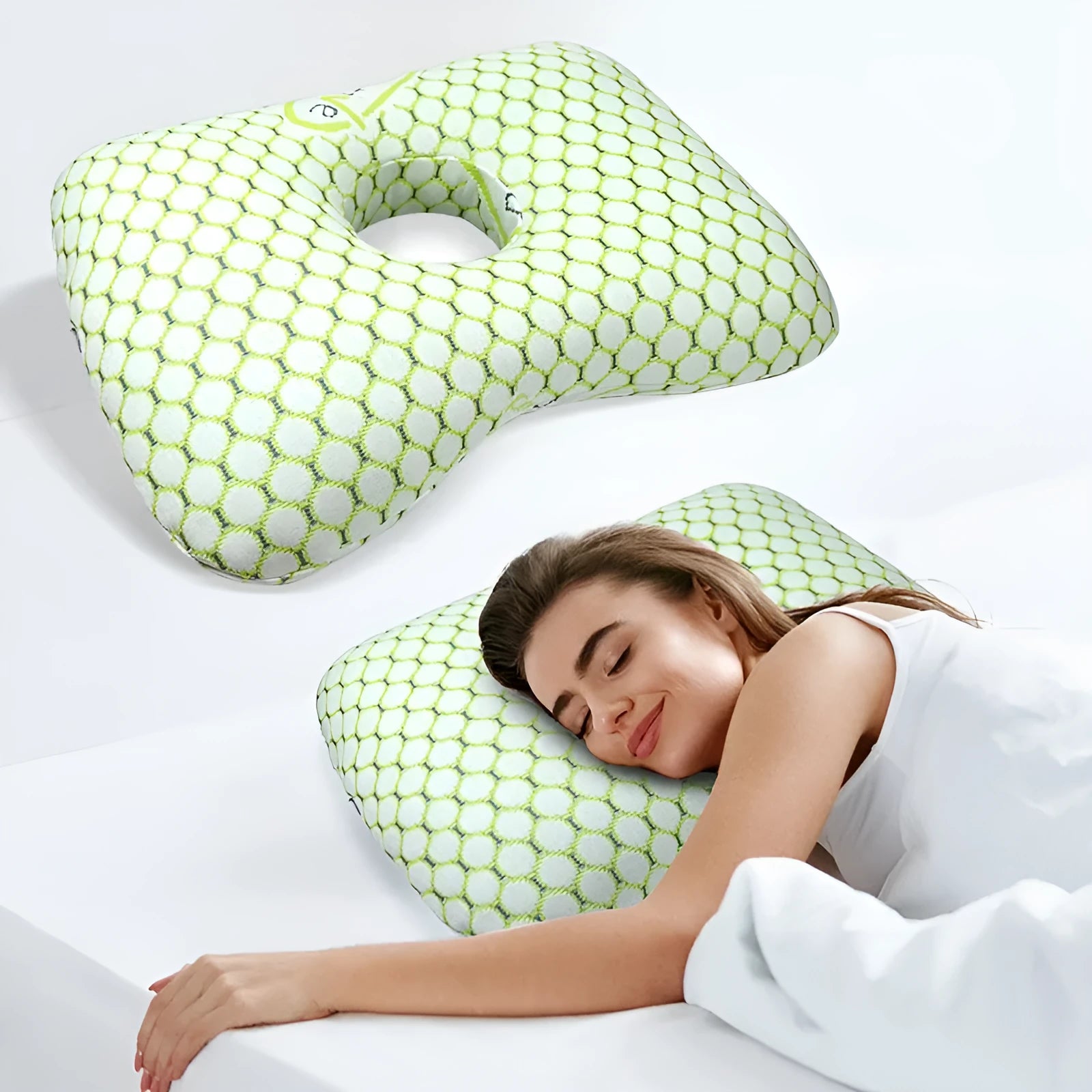 Beauty salon single hole ear pillow in New Chinese style, shown in a grey colour option.