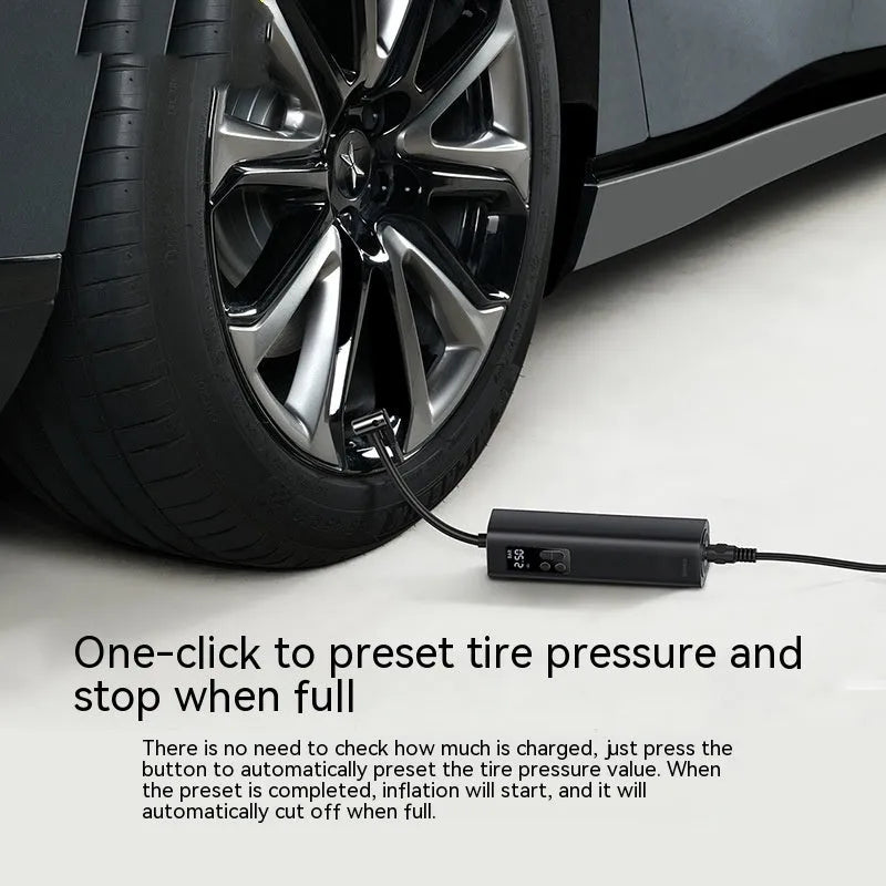 Black Super Mini Car Digital Display Inflator with digital screen and hose